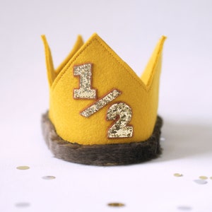 First Birthday Crown Mustard Birthday crown boy Birthday Boy outfit wild one theme Cake smash outfit boy 1st Birthday Crown Boy image 10