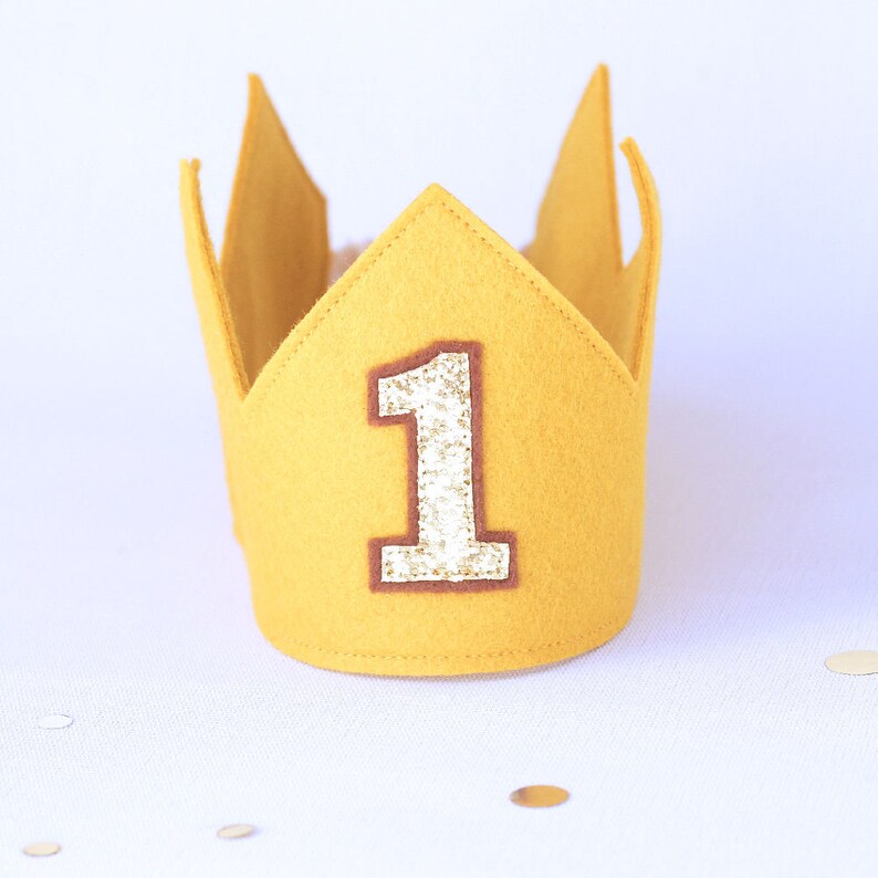 First Birthday Crown Mustard Birthday crown boy Birthday Boy outfit wild one theme Cake smash outfit boy 1st Birthday Crown Boy image 2