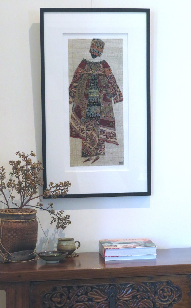 Wall art framed, textile collage, recycled Rajasthani textiles, African inspired, tribal FREE DELIVERY to Sydney NSW Australia image 1