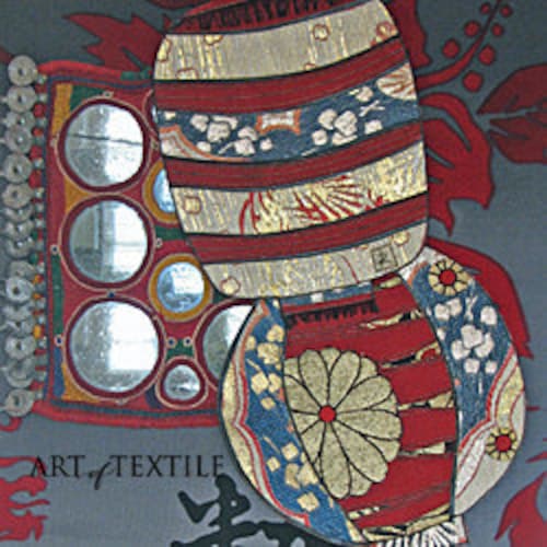 Japanese Inspired Collage Art, Miniature Wall Art 12 X 20cm