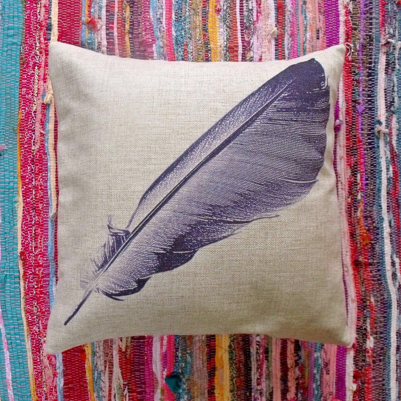 Decorative feather cushion Etsy