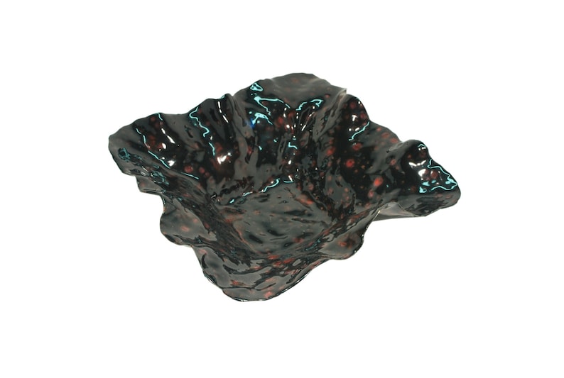 Handmade ceramic black and red decorative dish