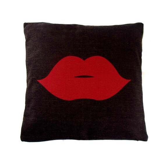 red lips cushion