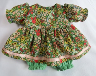 Cabbage Patch Doll Dress 16"/Cabbage Patch Kids Dress/Green Floral Doll Dress