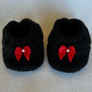 Pantoufles en polaire choux 16"/chaussettes pour enfants choux/chaussettes de poupée noires 16"