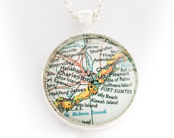 Charleston Map Necklace