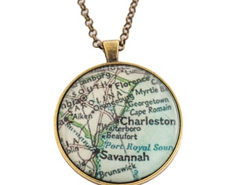 Charleston Map Necklace/ City of Charleston