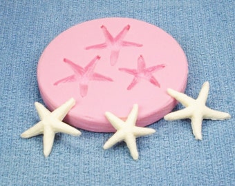 Silicone mold, silicone moulds,  silicone rubber mold, resin molds, silicone soap molds,  for 1" starfish, 3 in 1 mold