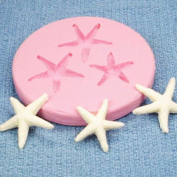Silicone mold, silicone moulds,  silicone rubber mold, resin molds, silicone soap molds,  for 1" starfish, 3 in 1 mold
