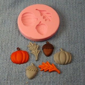 Silicone mold, silicone moulds, silicone rubber mold, resin molds, silicone soap molds, Halloween, autumn, pumpkin, oak leaf,acorn mold