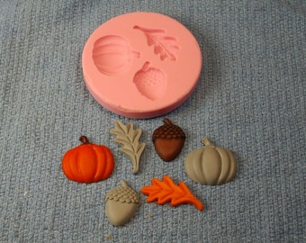 Silicone mold, silicone moulds, silicone rubber mold, resin molds, silicone soap molds, Halloween, autumn, pumpkin, oak leaf,acorn mold