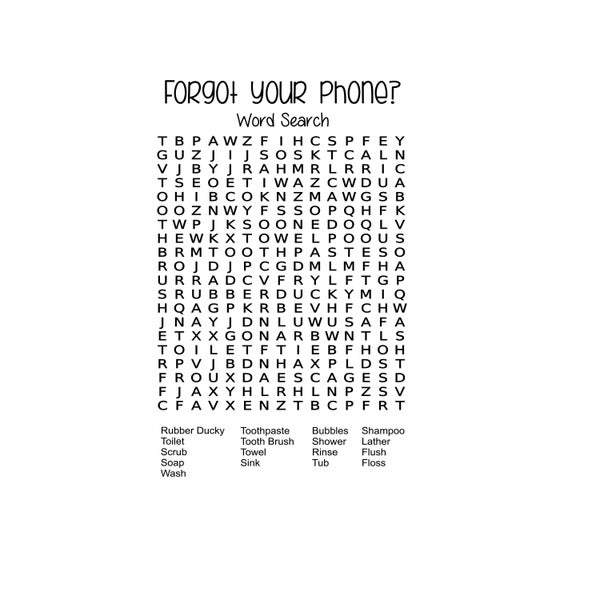 Forgot your phone? Word search, instant download, Bathroom decor, Digital file svg, pdf, png, jpg