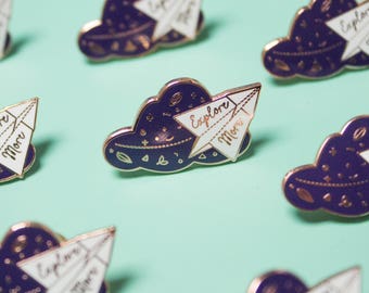 Explore More Rose Gold Enamel Pin with Origami Plane