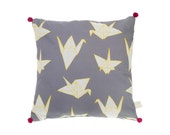 Origami Crane Pom Pom Cushion Cover