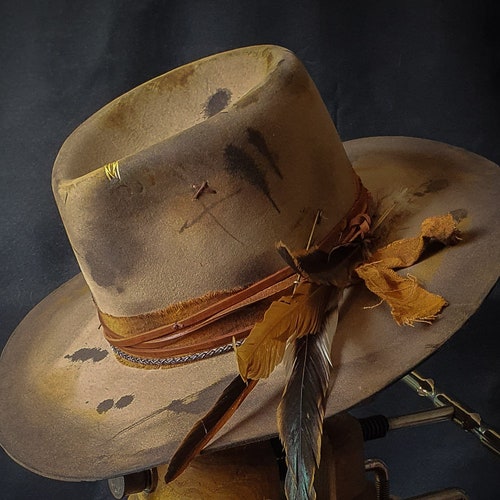 Custom Distressed Fedora Hat wide Brimmed Fedora Hat - Etsy