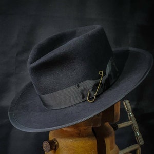 Classic Black fedora | custom fedora hat Hand made to order