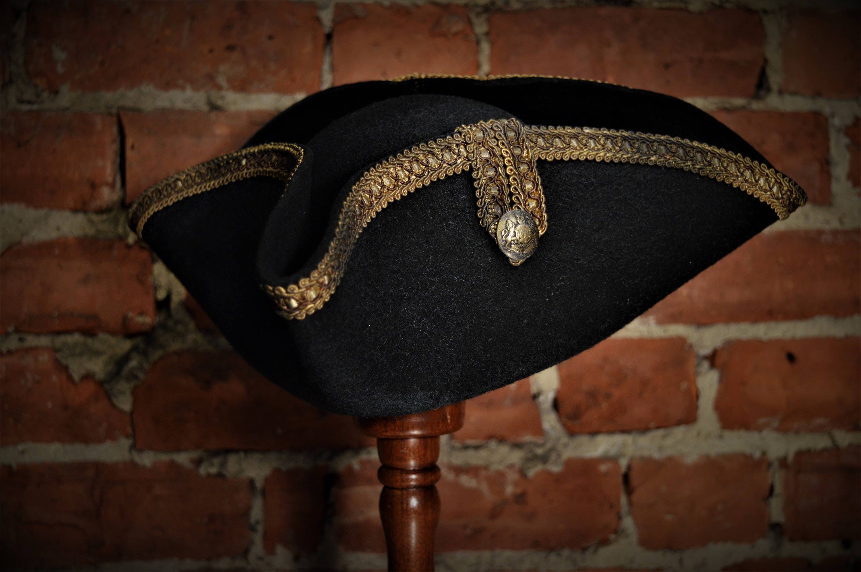 Black Wool Felt Tricorn Hat Distressed Pirate Hat. Etsy UK