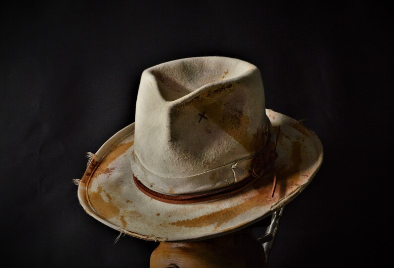 Distressed White Fedora Custom Fedora Hat Hand Made to Etsy