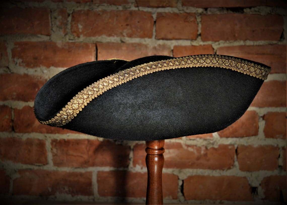 Black Wool Felt Tricorn Hat Distressed Pirate Hat. Etsy UK