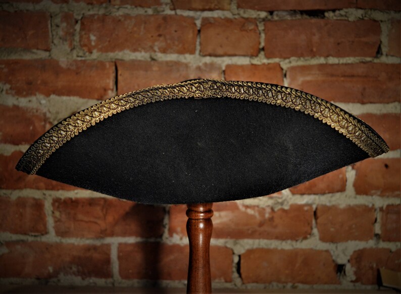 Black Wool Felt Tricorn Hat Distressed Pirate Hat. Etsy UK