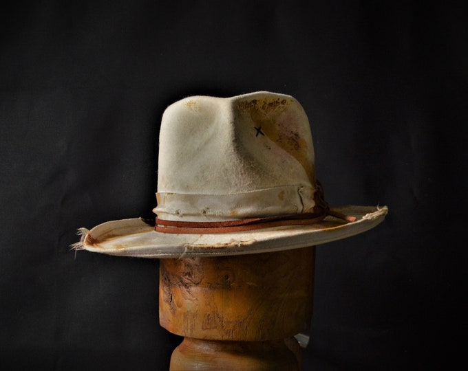 Distressed White Fedora Custom Fedora Hat Hand Made to Etsy