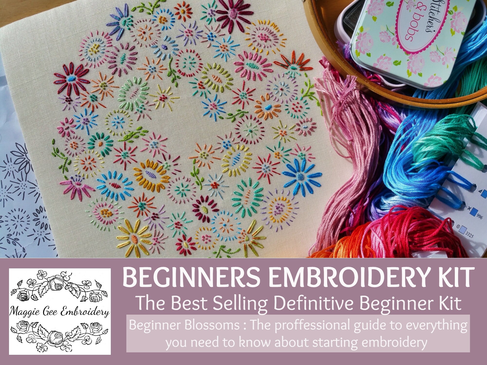 Definitive Beginner Traditional Embroidery Kit 'Beginner Blossoms…