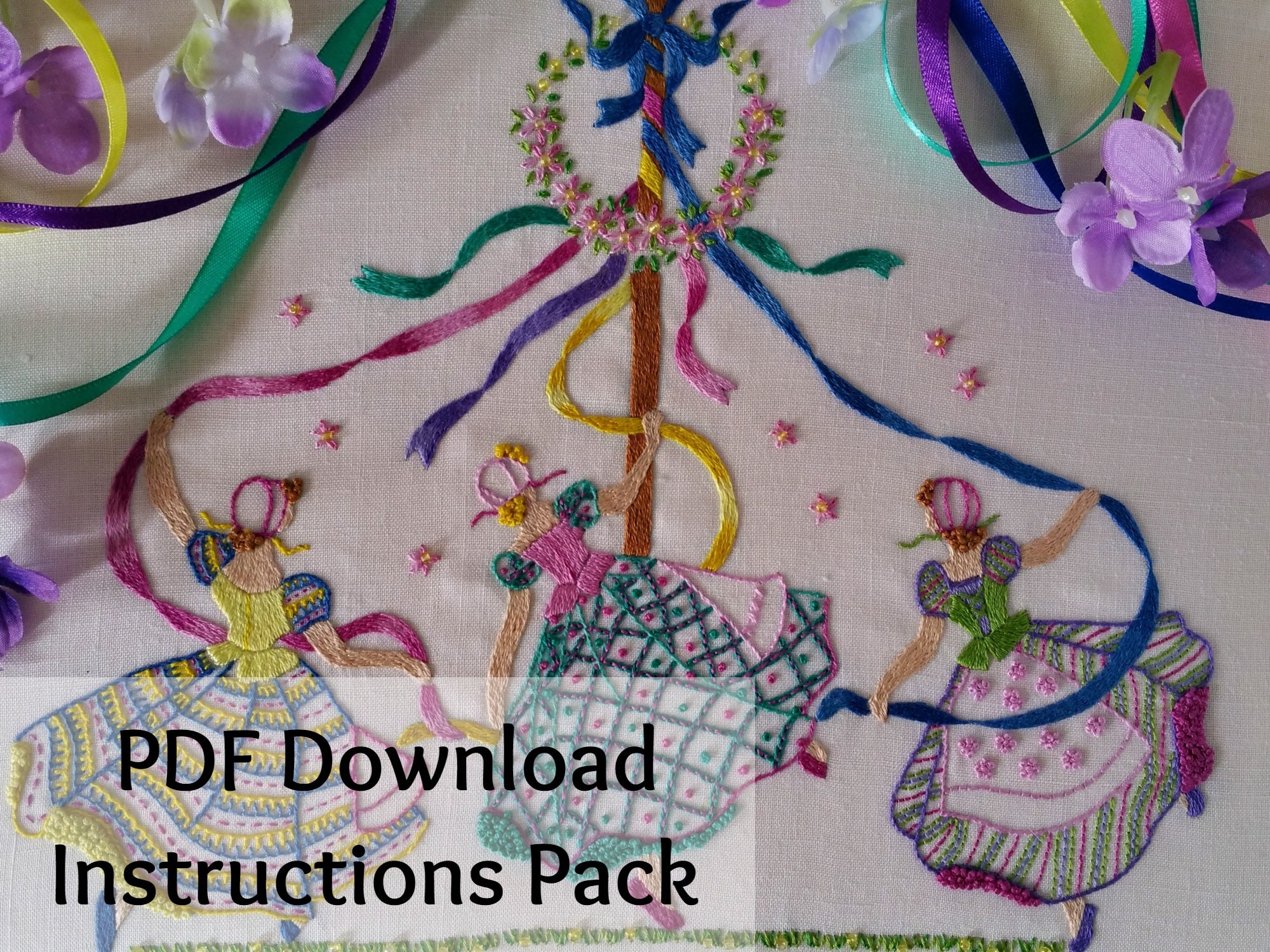 Traditional Embroidery PDF Tutorial Pack : May Day Beautiful Embroide…