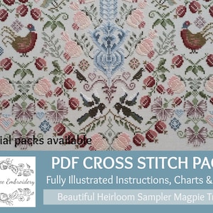 Heirloom Cross Stitch Chart & Instructions Pack PDF Download :The Magpie Tree Stunning Cross Stitch By Maggie Gee Embroidery