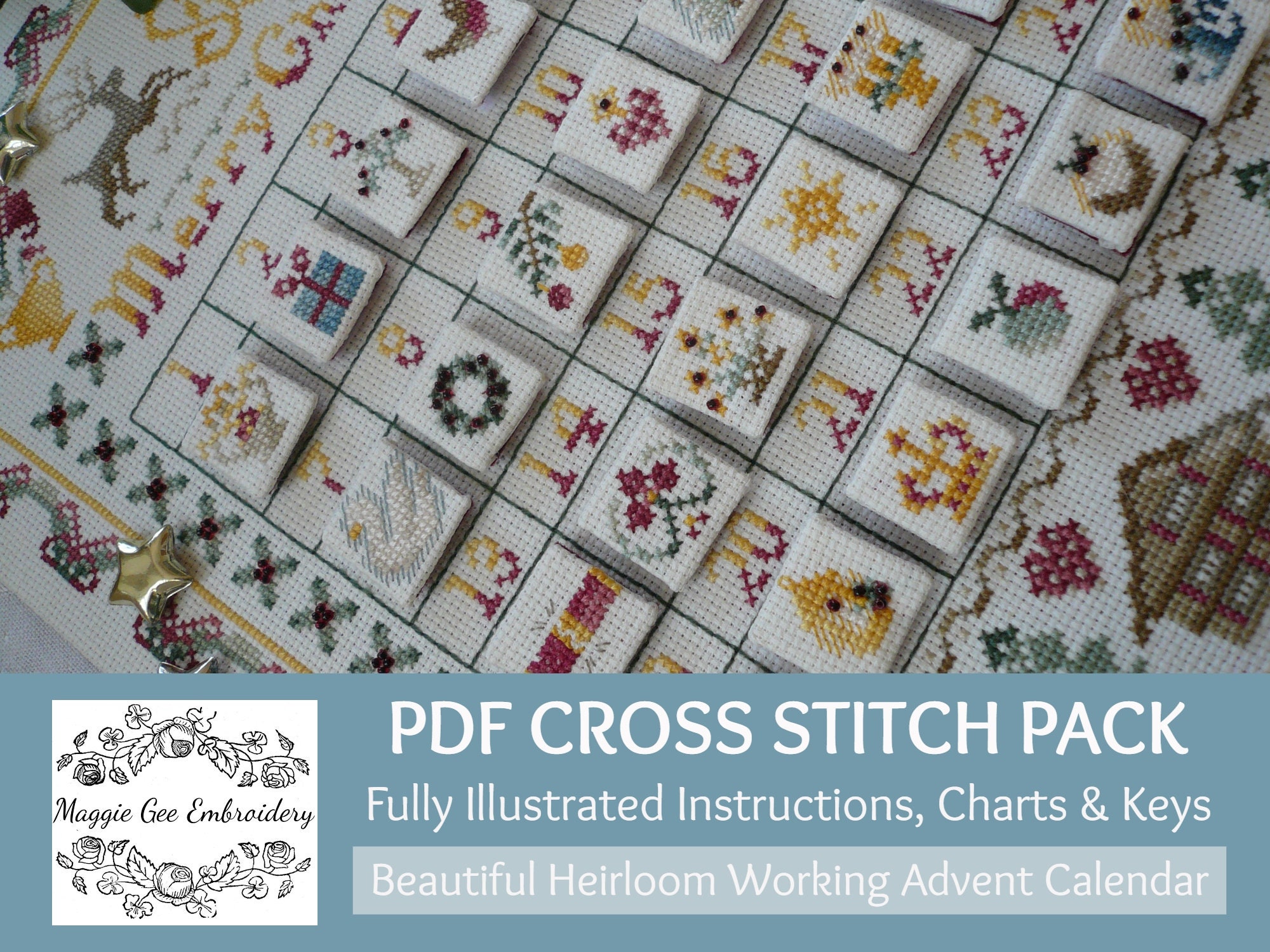 Heirloom Christmas Cross Stitch Advent Calendar PDF Chart & Etsy UK