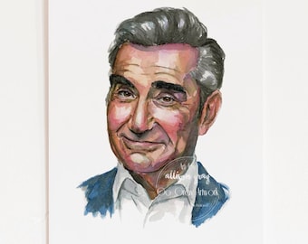 Johnny Rose Fine Art Original Watercolor Painting Artwork of Schitt's Creek Actor Eugene Levy, Celebrity Wall Art, Famous People Painting