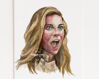 Alexis Rose Fine Art Original Watercolor Painting Artwork of Schitt's Creek Actress Annie Murphy, Celebrity Wall Art, Famous People Painting