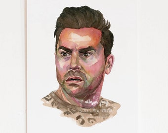 David Rose Fine Art Original Watercolor Painting Artwork of Schitt's Creek Actor Daniel Levy, Celebrity Wall Art, Famous People Painting