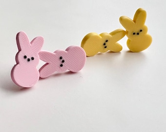 Marshmallow Bunny Stud Earrings: Easter Rabbit Candy Jewelry