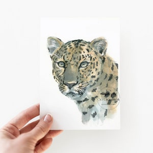 Amur Leopard Original Watercolor Painting - 5x7 Erie PA Zoo Animal Wall Art - All Proceeds Donated to Nonprofit