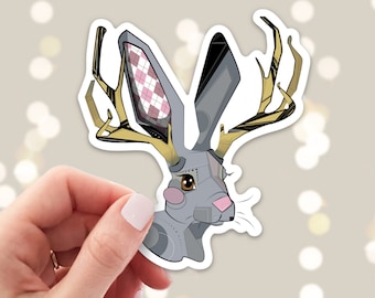 Jackalope Sticker - Die Cut Vinyl, Weather Proof, Water Resistant, Folklore Jack Rabbit Antelope Mythical Creature Cartoon