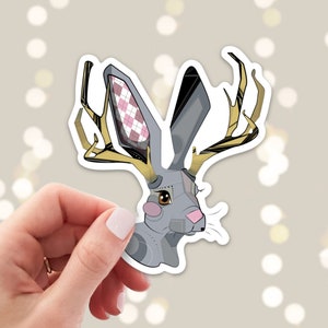 Jackalope Sticker - Die Cut Vinyl, Weather Proof, Water Resistant, Folklore Jack Rabbit Antelope Mythical Creature Cartoon