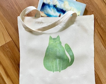 Fat Cat Tote Bag - Colorful & Vibrant Chubby Cat Market Bag, Chonky Pet Lovers Reusable Grocery Bag Gift