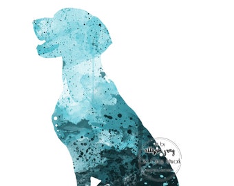 German Shorthaired Pointer Silhouette - Watercolor Print Artwork of Colorful GSP Hunting Dog for Pet Lovers, Dog Lover Gift, Decor, Wall Art