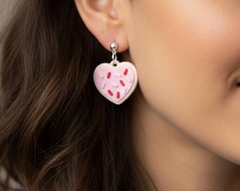 Sugar Cookie Drop Earrings – Valentine's Day Stud Jewelry