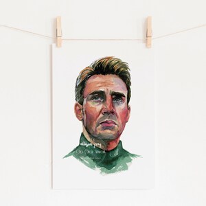 Chris Evans Fine Art Original Watercolor Painting Artwork of Superhero Actor Chris Evans, Celebrity Wall Art, Famous People Painting