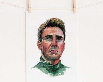 Chris Evans Fine Art Original Watercolor Painting Artwork of Superhero Actor Chris Evans, Celebrity Wall Art, Famous People Painting