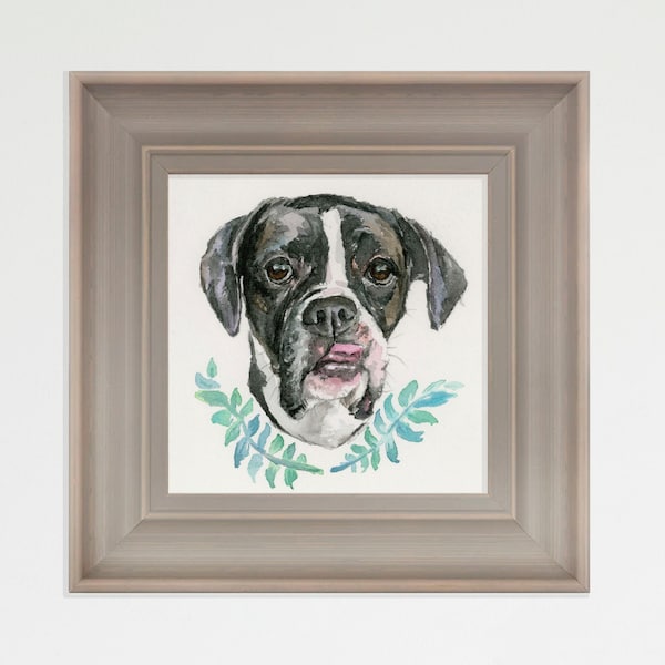 Custom Natural Tone Painted Pet Portrait - Framed Personalized Watercolor Painting - Acrylic, Pen, Ink and Water Color - Dog Cat & Pet Art