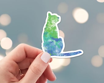 Sitting Cat Sticker - Die Cut Vinyl, Weather Proof, Water Resistant, Kitty Cat Silhouette Sticker, Water Bottle Sticker, Laptop Art