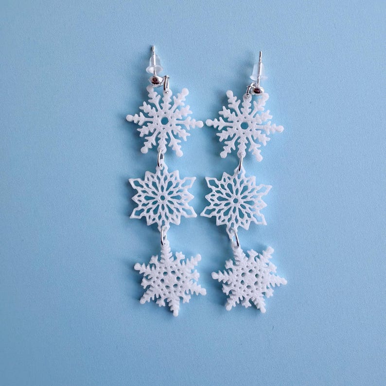 Snowflake Dangle Earrings – Winter Christmas Jewelry - Etsy