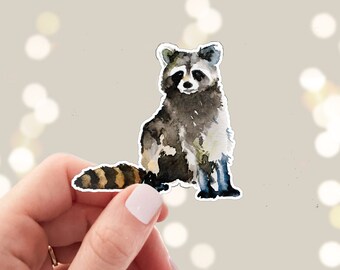 Raccoon Sticker - Die Cut Vinyl, Weather Proof, Water Resistant, Trash Panda Watercolor Critter, Water Bottle Sticker, Laptop Art