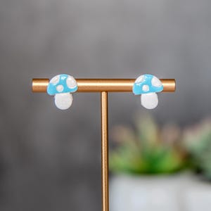 Whimsical Toadstool Earrings: Cottagecore Polymer Clay Mushroom Studs