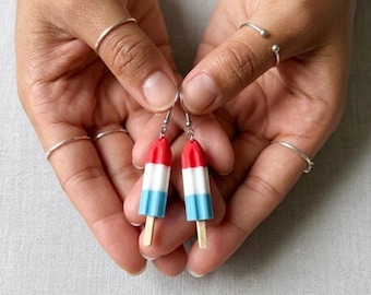 Patriotic Popsicle Earrings – Red, White, & Blue USA Jewelry