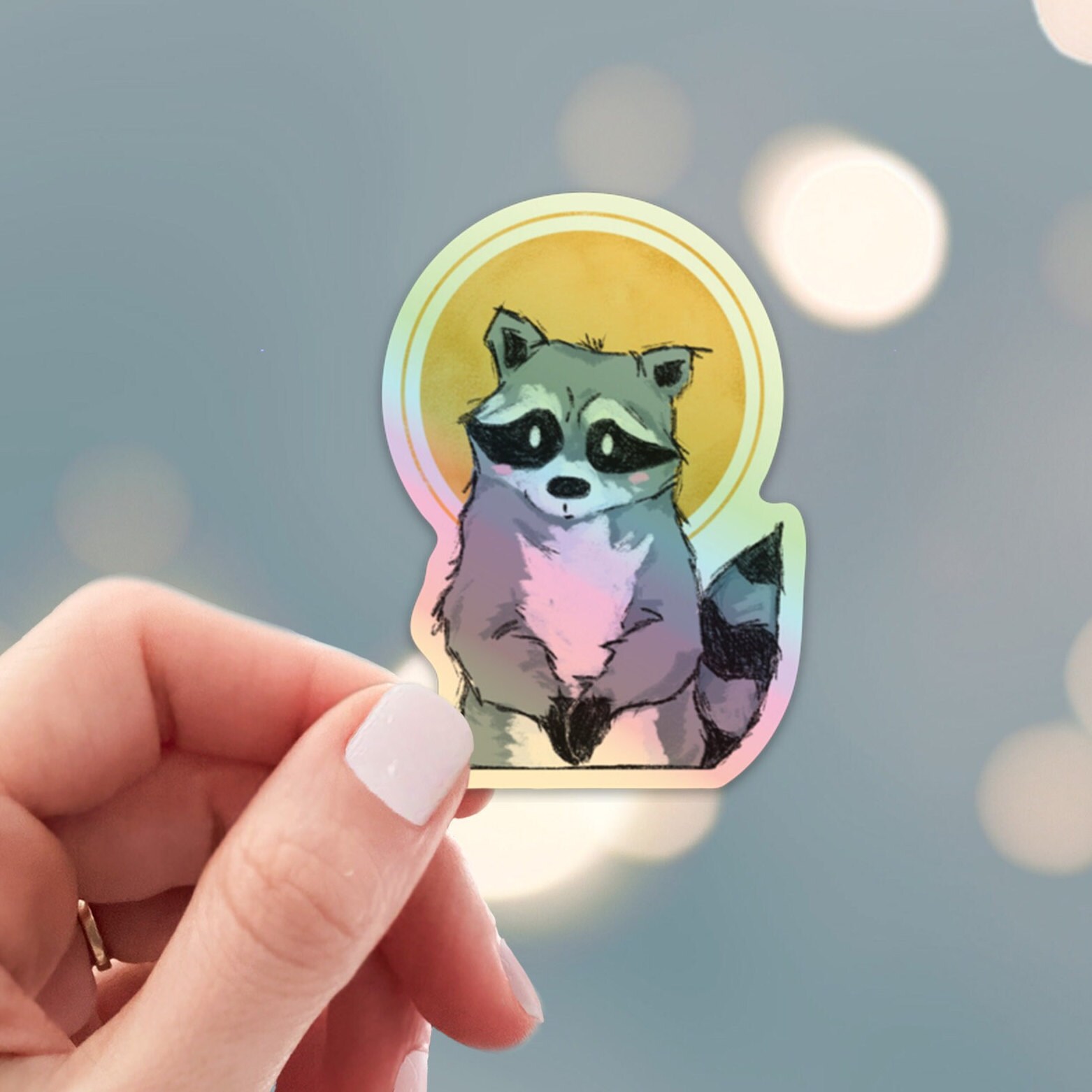 Raccoon Balloon Sticker / Trash Panda Sticker / Cute Animal Sticker /  Laptop Sticker / Vinyl Sticker 