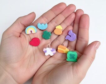 Lucky Marshmallow Stud Earrings: St. Patrick's Day Candy Jewelry SET (9 studs, no duplicates)