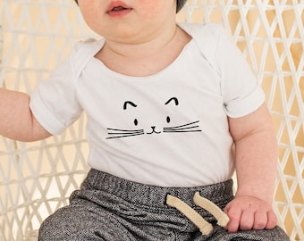 Cute Baby Onesie® Kitten Face 3-6 Month Onesie® Simple Gender Neutral Clothes Cat Design Onesie® Baby Shower Gift Kitty Face Baby Bodysuit